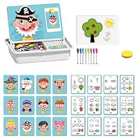 Magnetic Face Toy - Magnetic Puzzles Face Dress Up Travel Game Double Side Preschool Educational Learning Toy for Kids,Easy to Storage (Facial Expression Change Show)