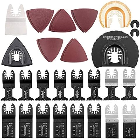 32 Piece Assorted Oscillating Saw Blades Oscillating Multi-Tool Quick Release Wood & Metal Saw Blades fits Dewalt Milwaukee Fein Makita Bosch Rigid Rayobi Craftman Cover