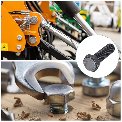 Image of METALLIXITY Hex Bolts (M12-1.75x40mm) 5Pcs, 8.8 Grade Carbon Steel Fully Threaded Black Oxide, Coarse Thread UNC Hex Head Screw Bolt - for Furniture Repair