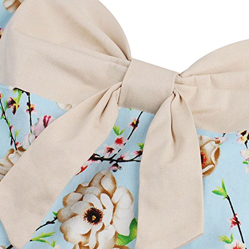 Image of Women Vintage Polka Dot 1950s Rockabilly Halter Audrey Dress Retro Floral Evening Cocktail Swing Dress