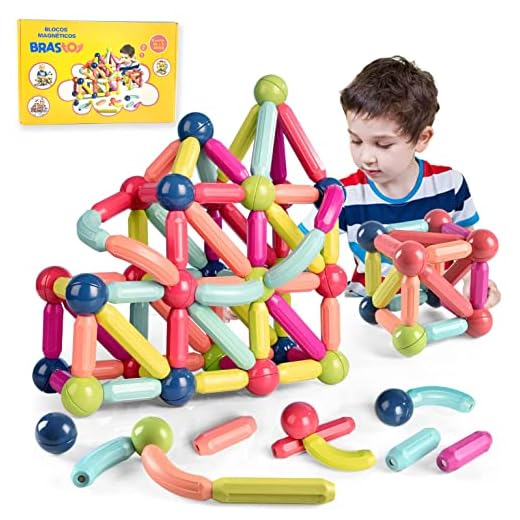 Blocos de Montar Magnéticos Construção Brinquedo Educativo Infantil (68 Peças)