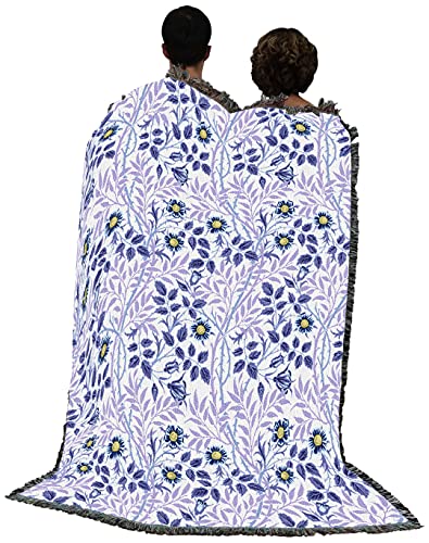 Image of Pure Country Weavers William Morris Sweetbriar Lavender Blanket - Arts & Crafts - Gift Tapestry Throw Woven from Cotton - Made in the USA (72x54)