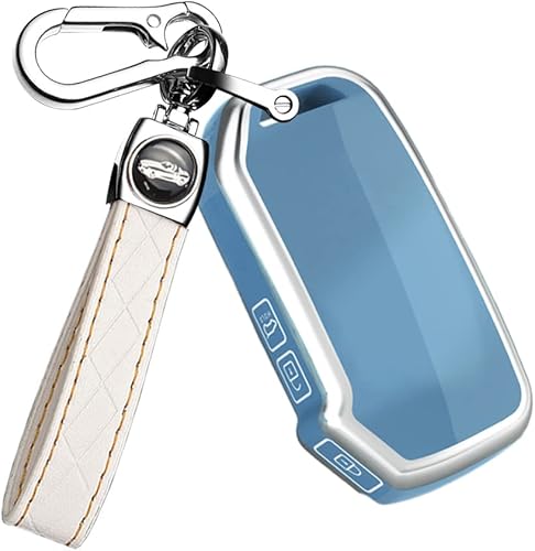ontto Key Fob Holder Fit for Kia 3-Button TPU Key Jacket for Telluride Forte NIRO Ceed Grey-Blue