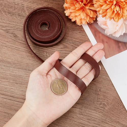 GORGECRAFT 12.5mm x 2m Flat Leather Cord Full Grain Buffalo Leather Strap 2mm Thick Cowhide Strips Braiding Thread Rope for Bracelets Necklace Jewelry Making Belts Boot Lace DIY Crafts - Image 3