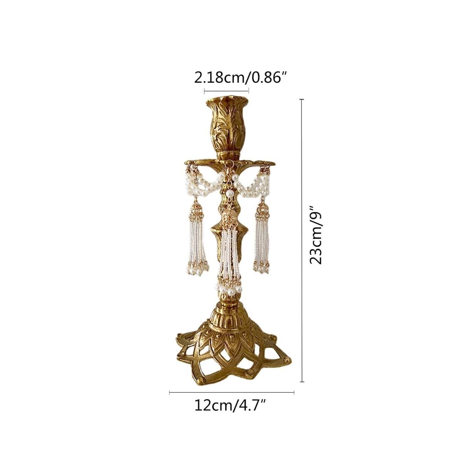 Portacandele Candele coniche con Nappe di Perle Candeliere in Ottone Decorazioni per la mensola del Camino