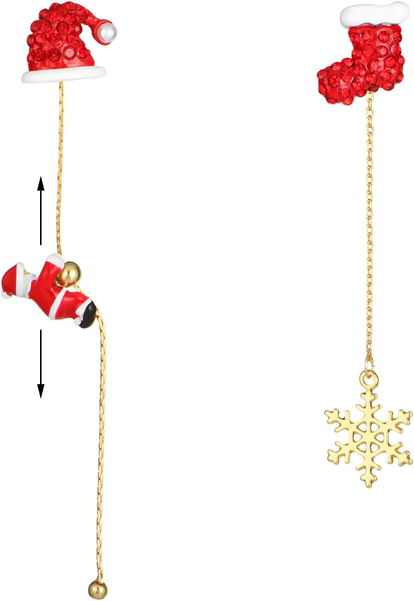 Christmas Snowflake Earrings for Women Sparkly CZ Winter Snowflake Pearl Tree Stud Earrings Christmas Holiday Gifts