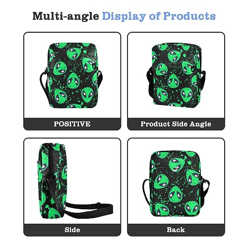 Green Alien Sling Bag Small Crossbody Bag For Women Men, Mini Messenger Bag Shoulder Handbag With Adjustable Straps4