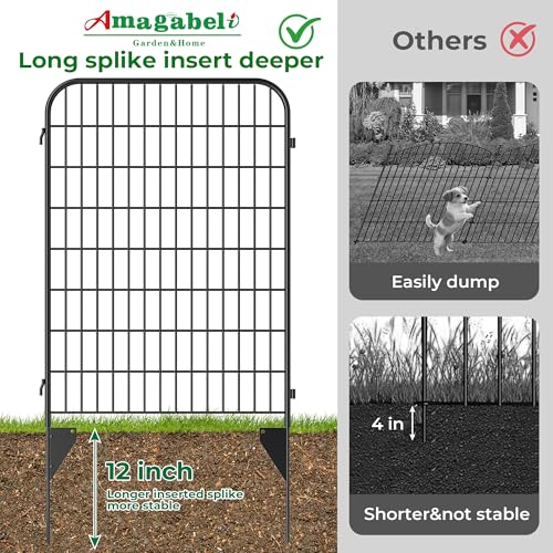 AMAGABELI 8 Panels 46 in(H) X 21 ft(L) Decorative Garden Fence Gate,No Dig Dog Fence Outdoor for Yard,Rustproof Tall Garden Fencing Animal Barrier Metal Wire Panel Border for Flower Bed,Patio by AMAGABELI GARDEN & HOME - Used condition - Image 5