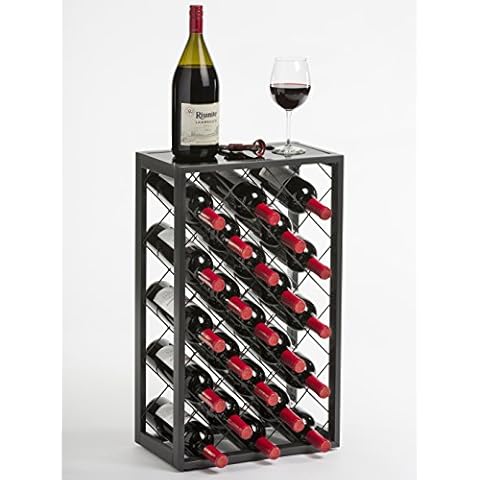 Mango Steam 23 Estante para Vino con Tapa de Vidrio, Gris Cover