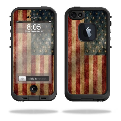 MightySkins Protective Vinyl Skin Decal Cover for LifeProof iPhone 5 Case 1301 fre wrap Sticker Skins Vintage Flag