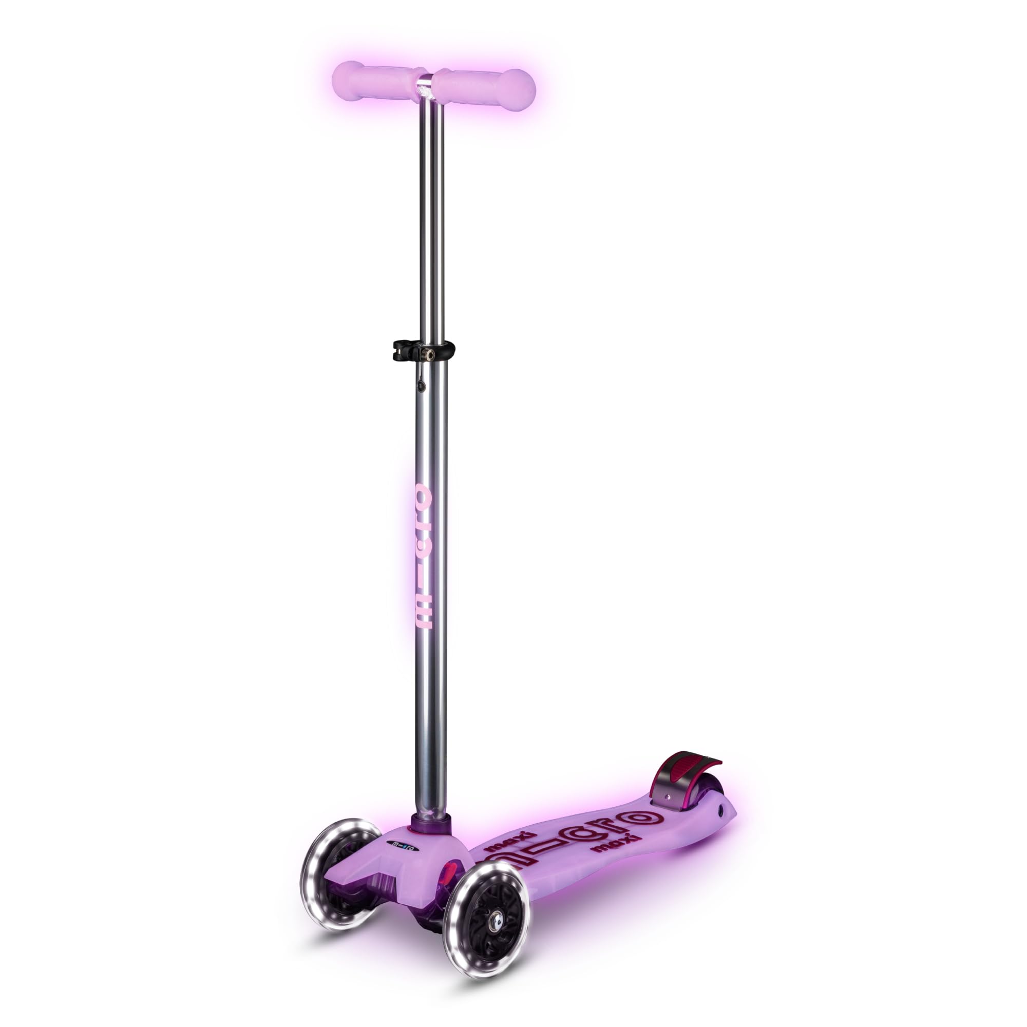Micro® | Maxi Deluxe Glow LED Patinete 3 Ruedas Niños y niñas | Brilla en la Oscuridad | Ruedas con luz LED | Dirección Suave con Dureza Ajustable | Altura Regulable | 5-12 Años