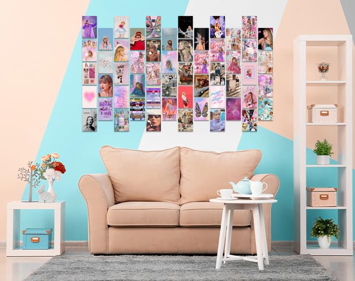 Image of Pack of 54 Wall Collage Kit Posters - 4 x 6 Inches Wall Decor Poster - Wall Art For Bedroom, Living room, Office - 1 Tissue Tape