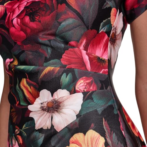 Image of KARL LAGERFELD Short Ruched Sleeve Jewel Neck Sheath Mini Dress