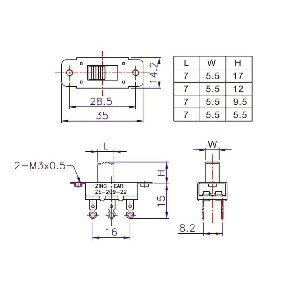 Toggle Switch with Wire Replaces E-209-22 SL13B for Ceiling Fan 3A 250VAC/6A 125VAC Double Pole/Double Throw Slide Switch Transfer Switch