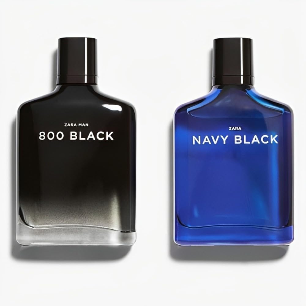 Zara Navy Black + 800 Black Cologne for Men Fragrance Set EDT Eau De Toilette 2x 100 ML (3.4 FL OZ) - Image 3