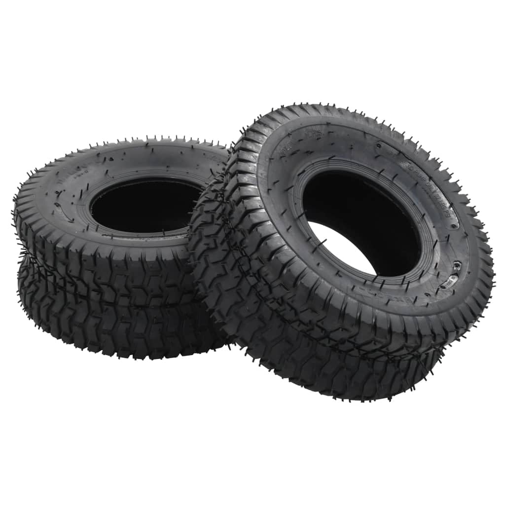 4-teiliges Schubkarrenreifen Schlauch Set 15x6.00-6 4PR Vollgummi Ersatzrad mit 2 Ventilen 160 kg für Sackkarren Handkarren Garten Hof Baustelle