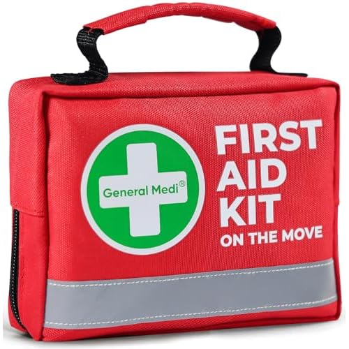 General Medi First Aid Kit – 150 Pieces Small Compact First Aid Kit Bag – Includes Instant Cold Pack, Emergency Blanket for Travel, Home, Office, Vehicle, Camping