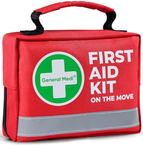 General Medi First Aid Kit - 150 Pieces Small Compact First Aid Kit Bag - Includes Instant Cold Pack, Emergency Blanket for Travel, Home, Office, Vehicle, Camping