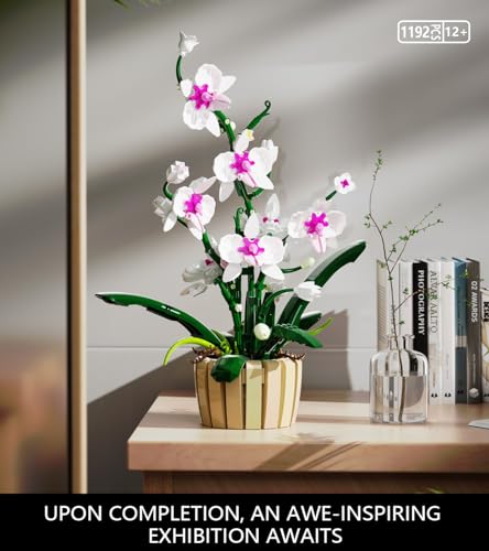 Image of Icons Orchid Flowers Building Set, Exquisite Orchid Bonsai for Adult- Compatible with Lego Flowers, Ideal for Mothers and Valentine's Day Display (1192pcs)