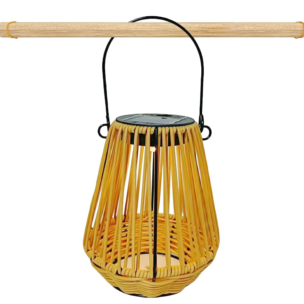 Lámpara colgante de ratán decorativa solar LED para jardín, multifunción para exteriores