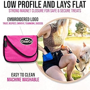 Dog Treat Pouch, Pink Training Treat Pouch - Clip On Dog Treat Holder, Innovative No Spill Design, Magnetic Flap, Expandable Gusset, Made of Durable Nylon, Machine Washable Dog Treat Pouch, Pink Training Treat Pouch – Clip On Dog Treat Holder, Innovative No Spill Design, Magnetic Flap, Expandable Gusset, Made of Durable Nylon, Machine Washable