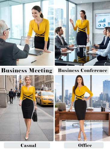 Image of VFSHOW Womens Front Zipper Work Office Business Casual Church Sheath Dress