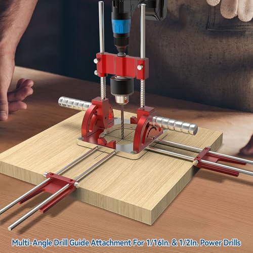 Aepiraza Portable Multi-Angle Drill Guide, Precision Multi-Angle Drill Guide for 1/16\" - 1/2\" Power Drills, 0° to 60° Angle Drill Guide Self-Centering Hand Drill Guide