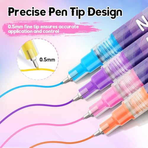 Image of HUBTURE 12 Color Pens Set, Nail Polish Pens 0.5MM Fine Tip Acrylic Paint Pen Nail Art Markers Quick-Dry Nail Art Tools for Dotting Drawing Painting DIY Nail Art Beauty Manicure