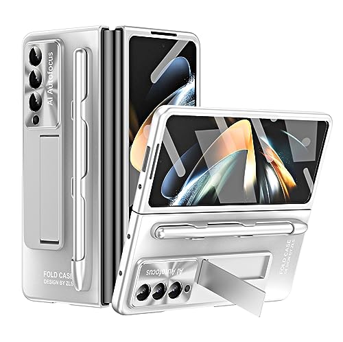 Coque Galaxy Z Fold 3 ultra fine en polycarbonate argenté avec charnière et porte-stylo