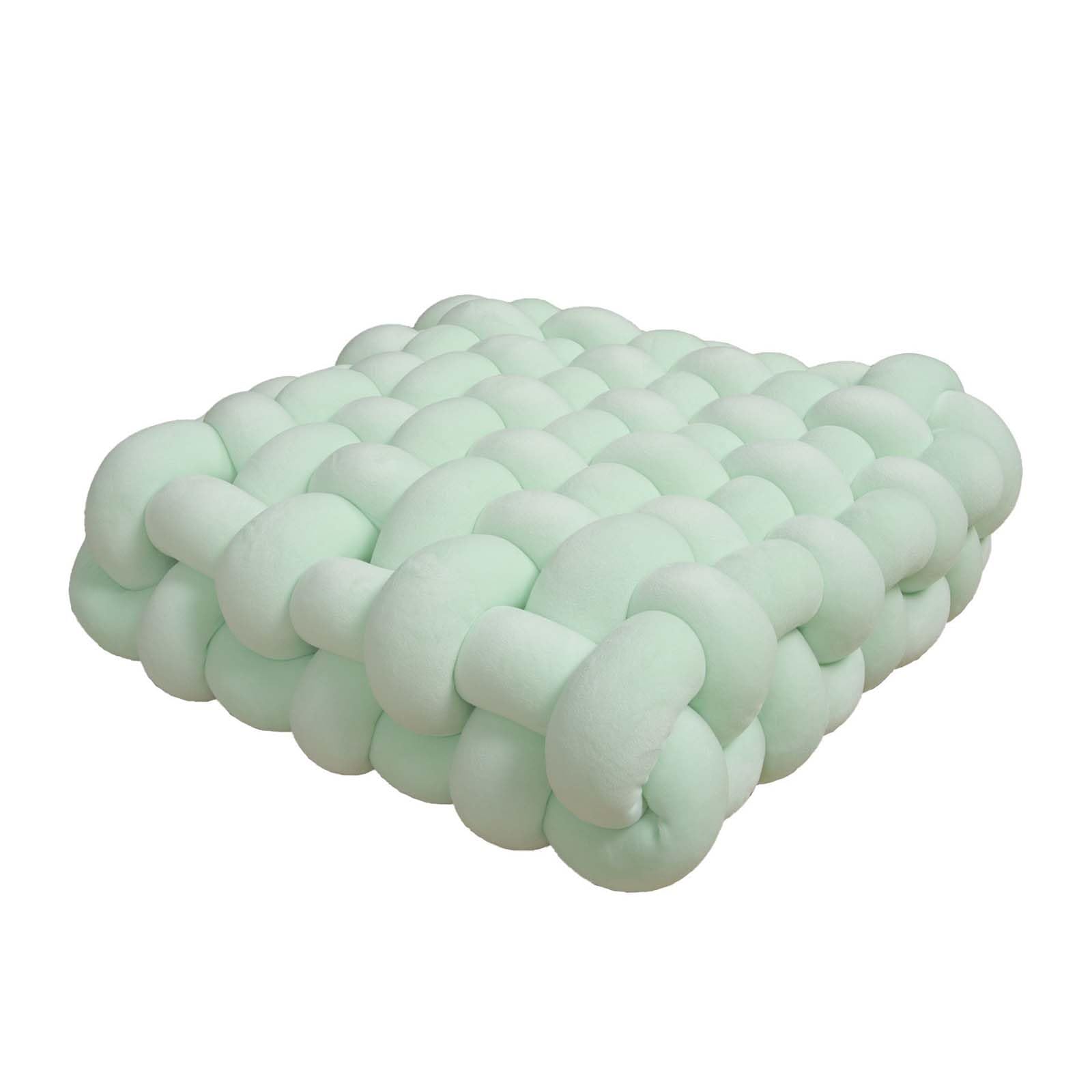 Knot Ball Pillow with Soft Velvet Short Plush, Knot Throw Pillow, Handmade Square Decorative Pillow, Decorative Pillow Knot Pillow for Sofa Bed, Office Room,green 2,40x40x12CM