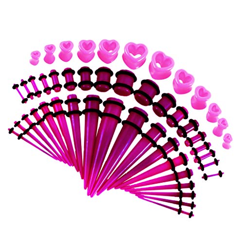 perfektchoice Conjunto de alargadores de orelha com alargadores de coração, preto, branco, rosa, 48