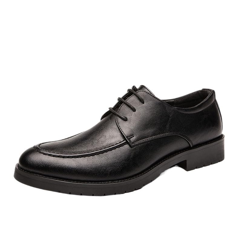 Classic Leather Dress Shoes for Men Lace Up Oxford Formal Business Loafers Round Toe Comfortable Non Slip Wedding Office Wear