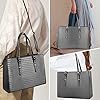 Lubardy Sac Cabas Femmes Sac à Main Grande Capacité PU Cuir Sac Ordinateur 15.6 Pouces Sac de Cours Imperméable Sac Cours Lycee Sac Epaule Bandoulière Affaires Voyage Gris #5