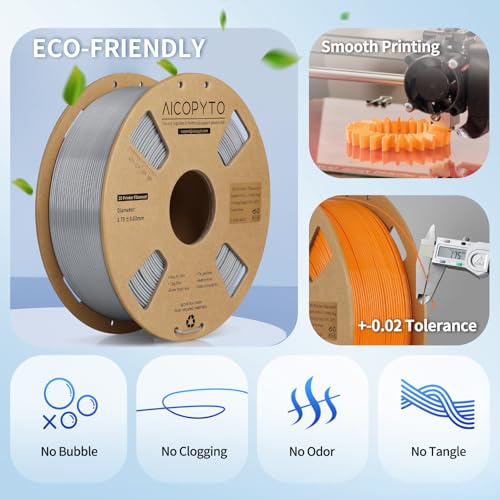 Image of Rapid PETG Filament 2KG Black&Grey, High Speed 30-600mm /s 3D Printer Filament PETG 1.75mm Dimensional Accuracy + /- 0.02mm, 1kg Cardboard Spool(2.2lbs) Fits for Most FFF 3D Printers,Black+Grey