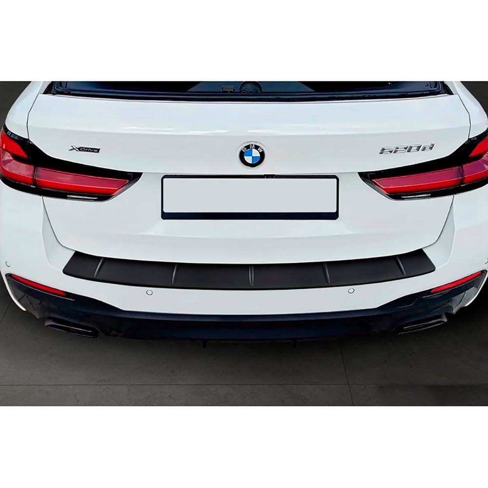 Avisa Matt-Schwarz Edelstahl Heckstoßstangenschutz kompatibel mit BMW 5er Touring (G31) Facelift 2020-2024 mit M-Paket 'Ribs'