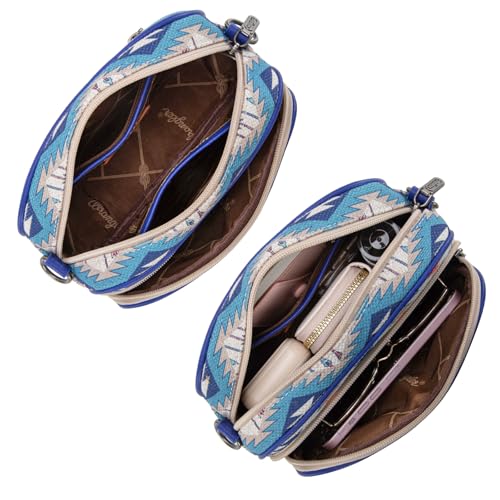 Wrangler Aztec Crossbody Bag for Women Multi Pocket Crossover Bag with Two Replaceable Strap4