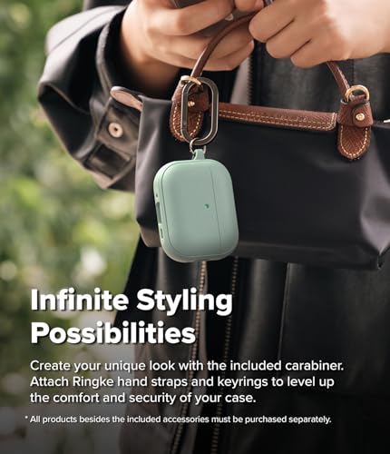Image of Ringke Onyx Magnetic for AirPods Pro 3 Case with Carabiner [Compatible with MagSafe] Non-Slip Anti-Fingerprint Textured, Shockproof Protective Cover - Mint