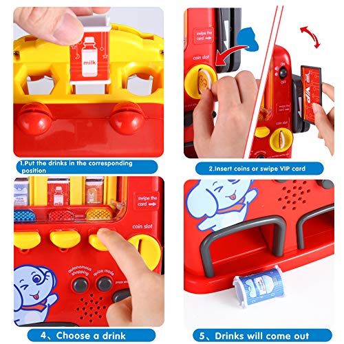 INSOON Interactive Vending Machine Toys Pretend Play for Toddlers Electronic Drinks Toys with Lights and Sounds Develop Common Sense Play Set for 3, 4, 5, 6, 7, 8 Years Old Boys and Girls - Thumbnail 6