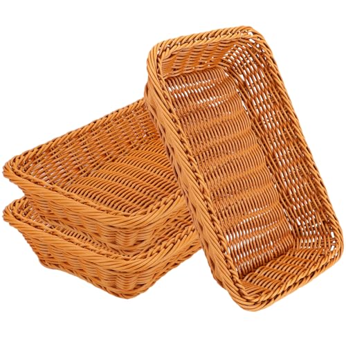 EUSOAR Wicker Bread Basket, 11.8'x 7.9'x 2.4' 3pcs Tabletop Food Serving Baskets Trays, Bread...