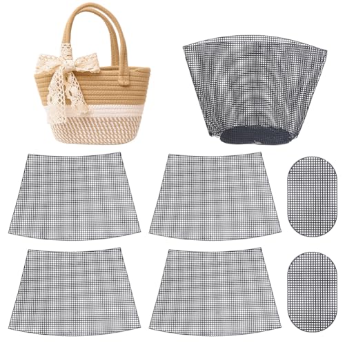 Image of WADORN 2 Sets Clear Mesh Plastic Canvas Sheets for Embroidery, Blank Needlepoint Canvas Sheets for Crochet Bucket Bag Making Acrylic Yarn Knit Crochet Projects DIY Handmade Bag Weaving Kit, Black
