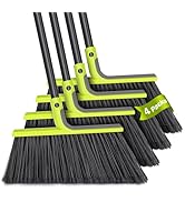 TidyBliss Outdoor Broom Heavy Duty 4 Pack, 56 inches Tall Commercial Soft Bristle Angle Brush for...