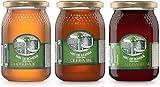 La Celda Real - 1,5 kg Miel Natural - Pack 3 sabores: Miel Romero + Miel Azahar + Miel de Bosque - 100% Natural - Tarro de cristal - Origen España