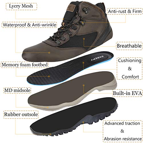 image for ZASEPY Men's Waterproof Hiking Boots Lightweight Non-Slip Outdoor Shoe