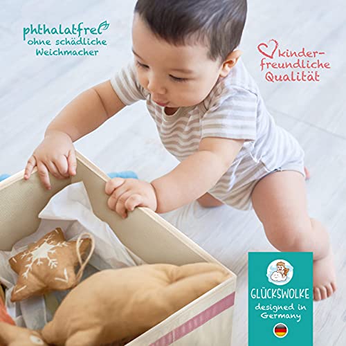 GLÜCKSWOLKE Kinder Aufbewahrungsbox - 15 Motive I Spielzeugkiste mit Deckel für Kinderzimmer I Spielzeug Boxen (33x33x33) zur Aufbewahrung im Kallax Regal I Waldtiere Motiv Waschbär