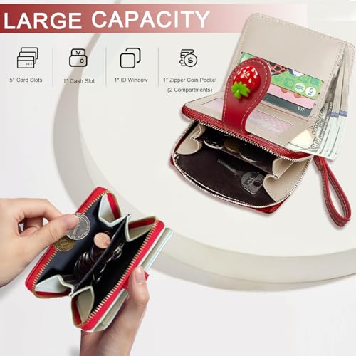 Image of Sunwel Fashion Girls Cutest Prints Wallet Card Slots Small Wallet with Zipper Coin Pouch Wallet for Women