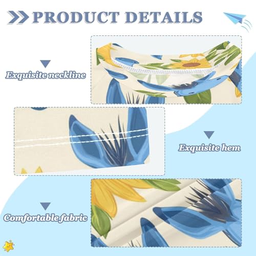 Boys Short Sleeve T-Shirts Donkey Sunflower Animal Rashguard Kids Swim Shirts Sun UPF 50+3