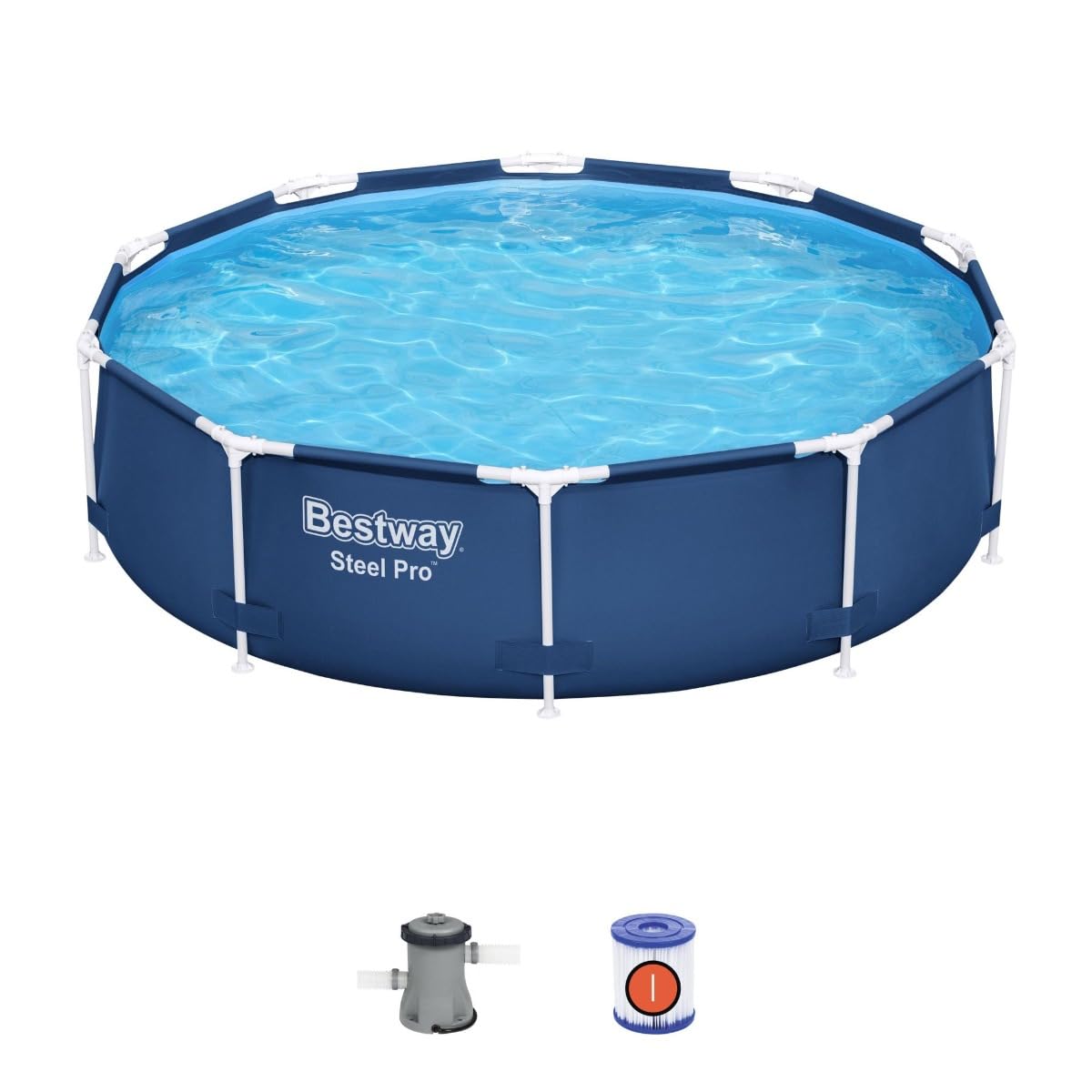 Bestway Steel Pro Swimming Pool Set | Above Ground Round Paddling Pool, 10’ X 30”