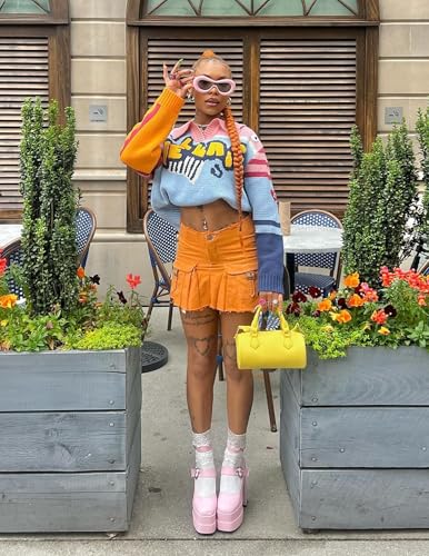 Aelfric Eden Cute Sweaters Color Blocking Stripe Sweater Cartoon Letters Pullover Casual Soft Long Sleeve Tops Outfits3