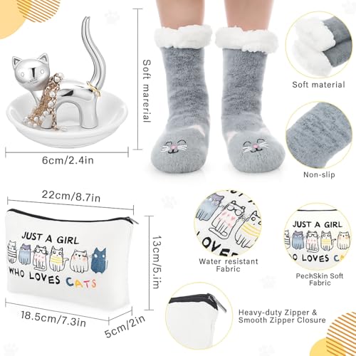 Image of Newtay 3 Pcs Valentines Day Gifts for Women, Ring Holder Makeup Bag Fuzzy Socks with Grippers, Cute Gifts for Holiday