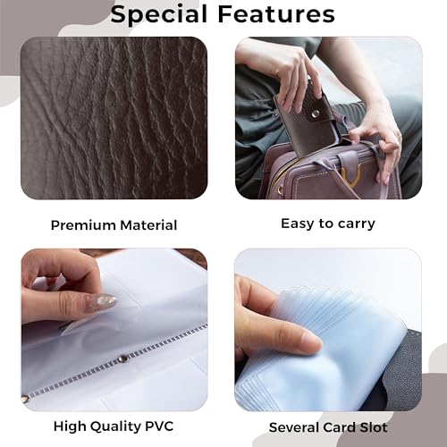 Image of Kraptick Pocket Cards Holder - Compact Lightweight Wallet for Credit and Debit Cards, Multi-Functional Card Organizer, Durable Card Carrier with 16 Slots for Easy Access and Storage (Brown)